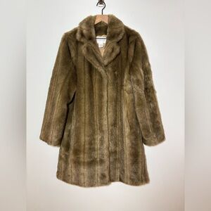 Vintage Worthington Brown Faux Fur Long Coat Size M